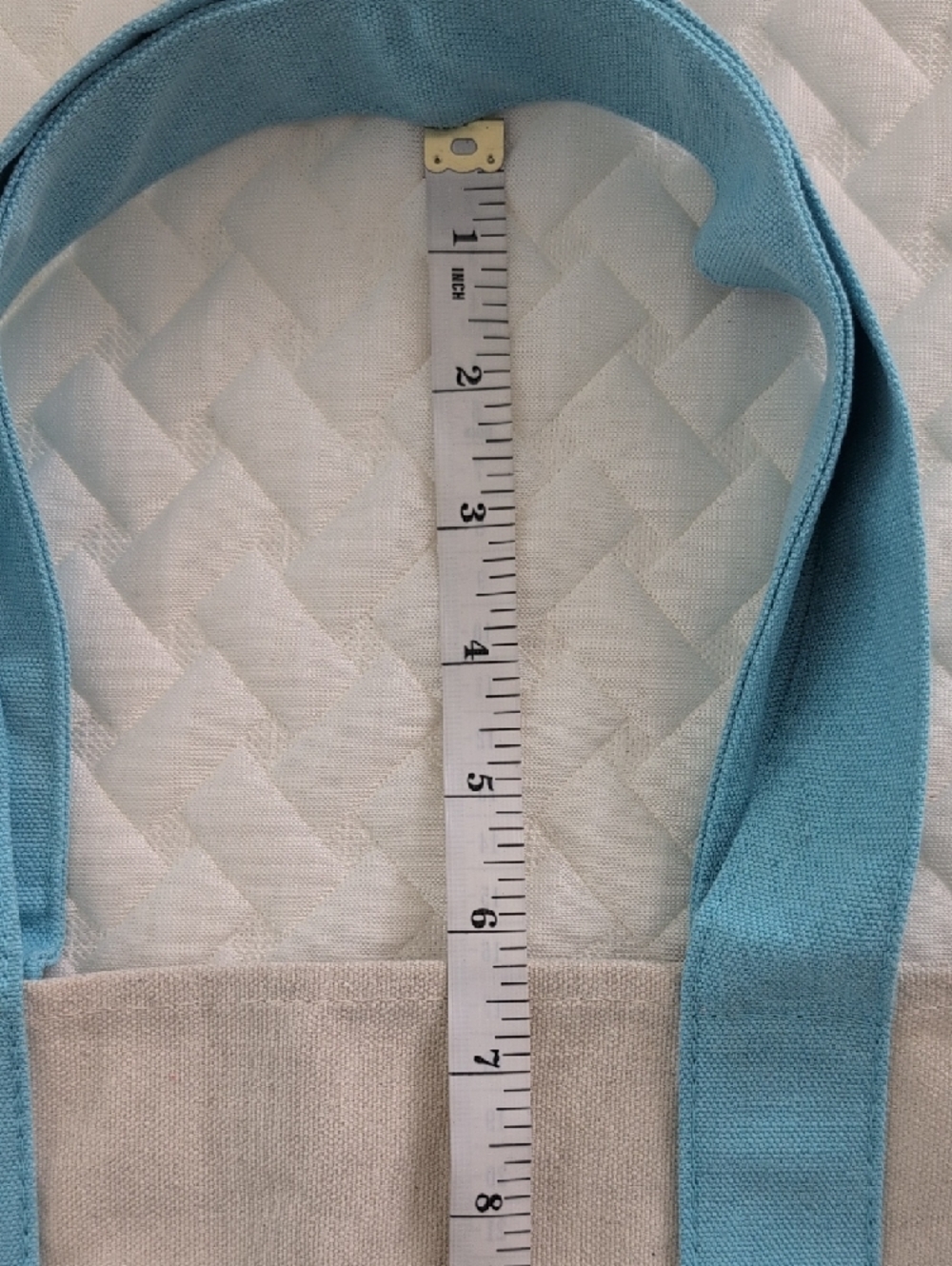 TRADER JOE'S Mini Pastel Canvas Tote Bag Light Blue Trim - Picture 8 of 8